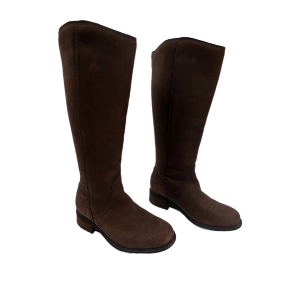 UGG Brown Leather Seldon Tall Round Toe Riding Boots Size 7 Women's - Picture 1 of 11